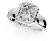 Solitaire Engagement Ring Setting for Radiant Cut Center with Wide Band and Bezel Head in Sterling Silver