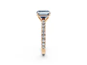 Solitaire Engagement Ring Setting for Fancy Blue Asscher Cut Center with Large Accent Band and Prong Head in Rose Gold