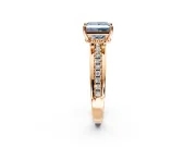 Solitaire Engagement Ring Setting for Fancy Blue Princess Cut Center with Raised Channel Band and Prong Head in Rose Gold
