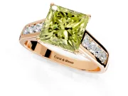 Solitaire Engagement Ring Setting for Fancy Yellow Princess Cut Center with Cathedral Channel Band and Prong Head in Rose Gold