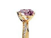 Side Accent Engagement Ring Setting for Fancy Pink Heart-Shaped Center with Accent Shoulders and Prong Head in Yellow Gold