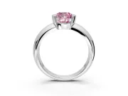 Tension Engagement Ring Setting for Fancy Pink Cushion Cut Center with Wide Flat Band and Tension Head in White Gold