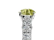 Solitaire Engagement Ring Setting for Fancy Yellow Round Cut Center with Pave Cathedral Shoulders and Prong Head in Platinum
