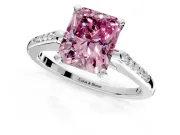 Solitaire Engagement Ring Setting for Fancy Pink Radiant Cut Center with Channel Accents and Prong Head in Sterling Silver