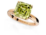 Solitaire Engagement Ring Setting for Fancy Yellow Asscher Cut Center with Basket Rail and Prong Head in Rose Gold