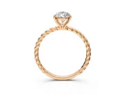 Solitaire Engagement Ring Setting for Pear-Shaped Center with Plain Twisted Rope Band and Prong Head in Rose Gold