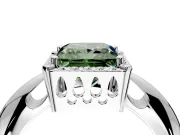 Halo Engagement Ring Setting for Fancy Green Princess Cut Center with Tapered Plain Band and Prong Head in Sterling Silver