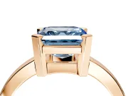 Solitaire Engagement Ring Setting for Fancy Blue Asscher Cut Center with Plain Band and Flat Tab Prong Head in Rose Gold