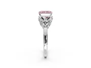 Leaf Cluster Engagement Ring Setting for Fancy Pink Radiant Cut Center with Marquise Accents and Prong Head in Platinum