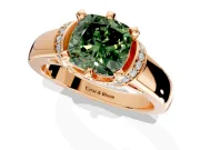Solitaire Engagement Ring Setting for Fancy Green Cushion Cut Center with Wide Band, Pave Collar and Prong Head in Rose Gold