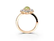 Floral Halo Engagement Ring Setting for Fancy Yellow Marquise Center with Pave Accents and Prong Head in Rose Gold