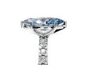 Solitaire Engagement Ring Setting for Fancy Blue Marquise Center with Round Cut Pave Band and Prong Head in Platinum