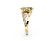 Solitaire Engagement Ring Setting for Fancy Yellow Marquise Center with Pave Bypass Twist Band and Prong Head in Yellow Gold