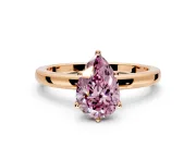 Solitaire Engagement Ring Setting for Fancy Pink Pear-Shaped Center with Plain Band and Tulip Prong Head in Rose Gold