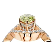 Halo Engagement Ring Setting for Fancy Yellow Marquise Center with Pave Infinity Twist Band and Prong Head in Rose Gold
