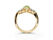 Cluster Engagement Ring Setting for Fancy Yellow Marquise Center with Round Cut Accent Frame and Prong Head in Yellow Gold
