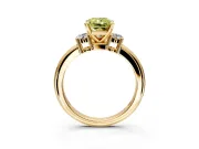 3 Stone Engagement Ring Setting for Fancy Yellow Radiant Cut Center with Wide Plain Band and Prong Head in Yellow Gold