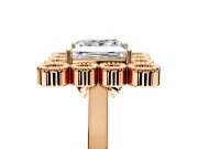 Cluster Halo Engagement Ring Setting for Princess Cut Center with Milgrain Bezel Accents and Prong Head in Rose Gold