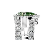 Halo Engagement Ring Setting for Fancy Green Pear-Shaped Center with Wide-Open Pave Split Shank and Prong Head in Platinum