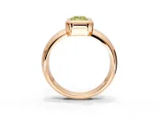 Solitaire Engagement Ring Setting for Fancy Yellow Emerald Cut Center with Wide Band and Bezel Head in Rose Gold