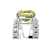 Solitaire Engagement Ring Setting for Fancy Yellow Asscher Cut Center with Wide-Open Split Shank and Prong Head in Platinum