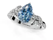 Solitaire Engagement Ring Setting for Fancy Blue Pear-Shaped Center with Marquise Accent Twist Band and Prong Head in White Gold