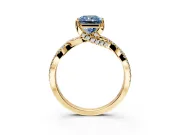 Solitaire Engagement Ring Setting for Fancy Blue Radiant Cut Center with Narrow Twist Pave Band and Prong Head in Yellow Gold