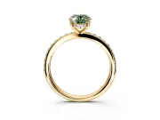Solitaire Engagement Ring Setting for Fancy Green Oval Center with Fine Pave Band and Prong Head in Yellow Gold