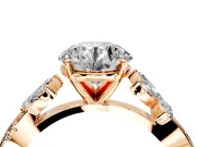 Floral Engagement Ring Setting for Round Cut Center with Trailing Marquise Accents and Prong Head in Rose Gold