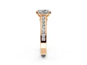 Solitaire Engagement Ring Setting for Radiant Cut Center with Channel Band and Double Claw Prong Head in Rose Gold
