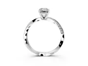 Side Accent Engagement Ring Setting for Emerald Cut Center with Accent Shoulders and Prong Head in White Gold