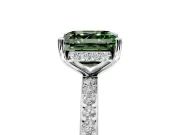Solitaire Engagement Ring Setting for Fancy Green Asscher Cut Center with Fine Pave Band and Prong Head in Platinum
