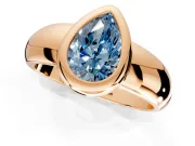 Solitaire Engagement Ring Setting for Fancy Blue Pear-Shaped Center with Wide Band and Bezel Head in Rose Gold