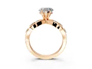 Solitaire Engagement Ring Setting for Heart-Shaped Center with Criss-Cross Accent Band and Prong Head in Rose Gold