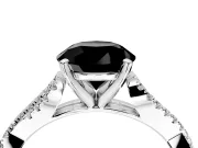 Solitaire Engagement Ring Setting for Fancy Black Round Cut Center with Twisted Pave Split Shank and Prong Head in Platinum