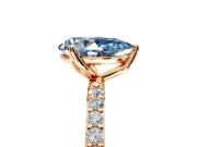 Solitaire Engagement Ring Setting for Fancy Blue Pear-Shaped Center with Fine Pave Accents and Prong Head in Rose Gold