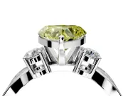 3 Stone Engagement Ring Setting for Fancy Yellow Heart-Shaped Center with Pave Twist Band and Prong Head in Sterling Silver