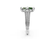 Solitaire Engagement Ring Setting for Fancy Green Marquise Center with Accented Split Shank and Prong Head in White Gold