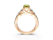 Solitaire Engagement Ring Setting for Fancy Yellow Emerald Cut Center with Graduated Shared Prongs and Prong Head in Rose Gold