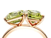 Fancy Yellow Asscher Cut and Emerald Cut Lab-Grown Diamond Toi et Moi Engagement Ring with Prong-Set Stones in Rose Gold