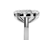 Single Halo Engagement Ring Setting for Cushion Cut Center with Corner Claws, Plain Band and Prong Head in Platinum