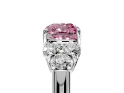 Cluster Engagement Ring Setting for Fancy Pink Cushion Cut Center with Round Cut Accent Frame and Prong Head in White Gold