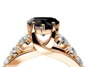 Solitaire Engagement Ring Setting for Fancy Black Heart-Shaped Center with Graduated Shared Prongs and Prong Head in Rose Gold