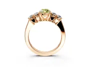 5 Stone Engagement Ring Setting for Fancy Yellow Marquise Center with Equal Close-Set Accents and Prong Head in Rose Gold