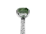 Solitaire Engagement Ring Setting for Fancy Green Cushion Cut Center with Fine Pave Band and Prong Head in Sterling Silver