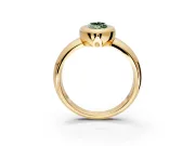 Solitaire Engagement Ring Setting for Fancy Green Marquise Center with Wide Band and Bezel Head in Yellow Gold