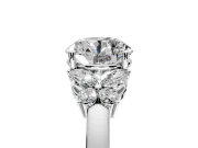 Solitaire Engagement Ring Setting for Round Cut Center with Marquise Flower Shoulders and Prong Head in White Gold