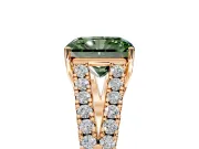 Solitaire Engagement Ring Setting for Fancy Green Radiant Cut Center with Pave Split Shank and Prong Head in Rose Gold