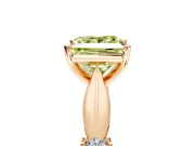 Solitaire Engagement Ring Setting for Fancy Yellow Princess Cut Center with Carved Leaf Shoulders and Prong Head in Rose Gold