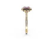 Halo Engagement Ring Setting for Fancy Pink Asscher Cut Center with Pave Accents, Heart Basket and Prong Head in Yellow Gold